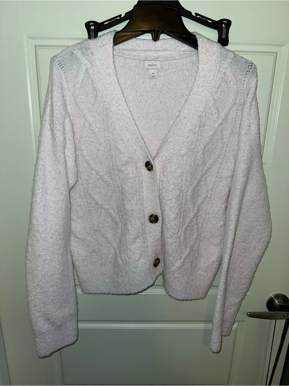 Auden Light Pink Knit Button-Front Cardigan